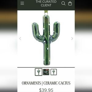 Green Lustre Cactus Holiday Ornament